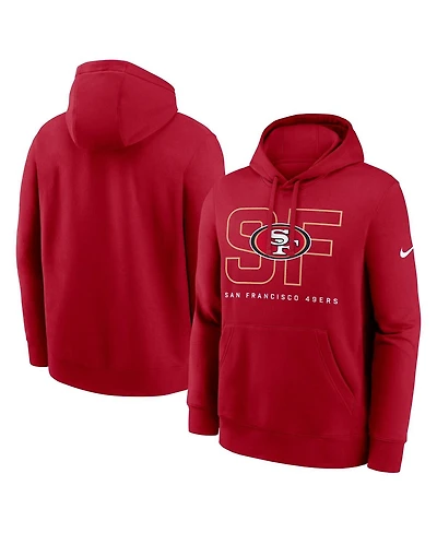 Nike Men's Scarlet San Francisco 49ers Busted Play Club Fleece Pullover Hoodie