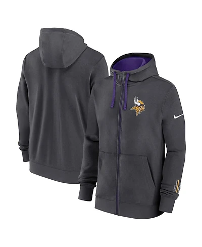 Nike Men's Anthracite Minnesota Vikings Primetime Club Full-Zip Hoodie