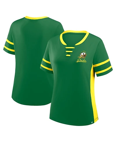 Fanatics Women's Green/Yellow Oregon Ducks Be Fearless Athena Lace-Up T-Shirt