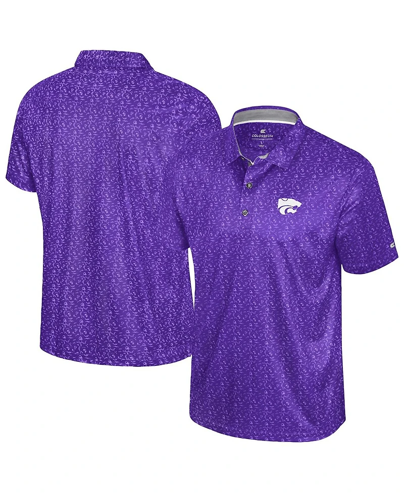 Colosseum Men's Purple Kansas State Wildcats Football Print Polo Shirt