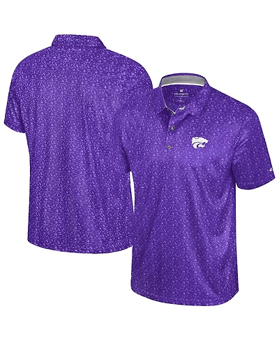 Colosseum Men's Purple Kansas State Wildcats Football Print Polo Shirt
