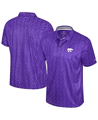 Colosseum Men's Purple Kansas State Wildcats Football Print Polo Shirt