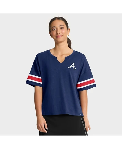 Fanatics Women's Navy Atlanta Braves Curl Route T-Shirt