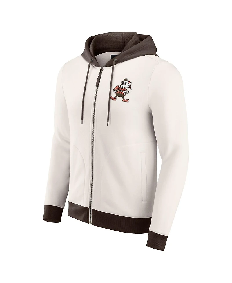 Darius Rucker Collection by Fanatics Men's Cream Cleveland Browns Distressed Graphics Full-Zip Hoodie