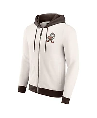 Darius Rucker Collection by Fanatics Men's Cream Cleveland Browns Distressed Graphics Full-Zip Hoodie