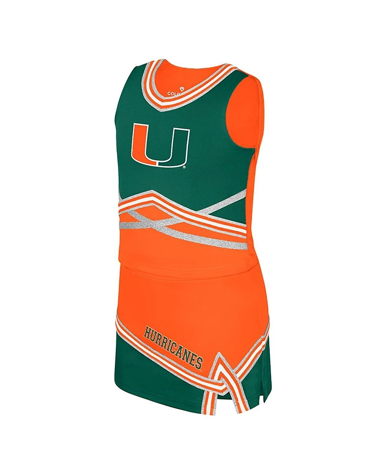 Colosseum Big Girls 2-Piece Orange Miami Hurricanes Lollipop Park Cheer Set