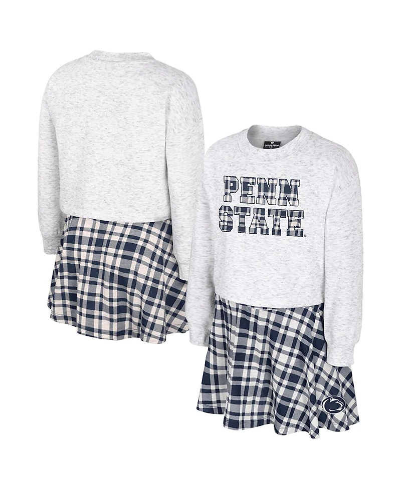 Colosseum Big Girls 2-Piece Gray Penn State Nittany Lions Marceline Plaid Skirt and Top Set