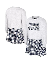 Colosseum Big Girls 2-Piece Gray Penn State Nittany Lions Marceline Plaid Skirt and Top Set