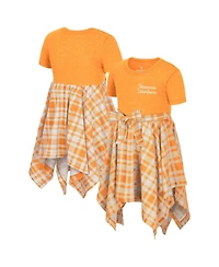 Colosseum Girls Toddler Tennessee Orange Volunteers Marceline Plaid Dress