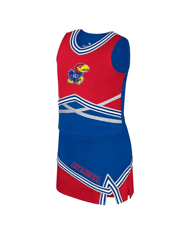 Colosseum Big Girls 2-Piece Royal Kansas Jayhawks Lollipop Park Cheer Set