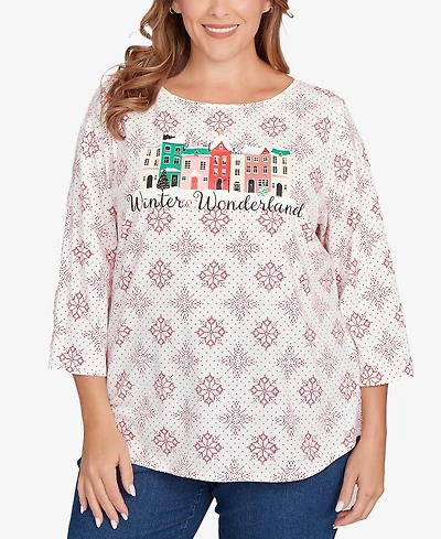 Ruby Rd. Plus Winter Wonderland Snowflake Knit Top