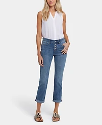 Nydj Women's Sheri Slim Ankle with Exposed Button Fly Jeans