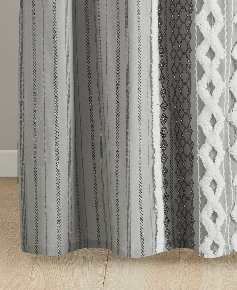 Ink+Ivy Imani Stripe Cotton Chenille Shower Curtain, 72" x