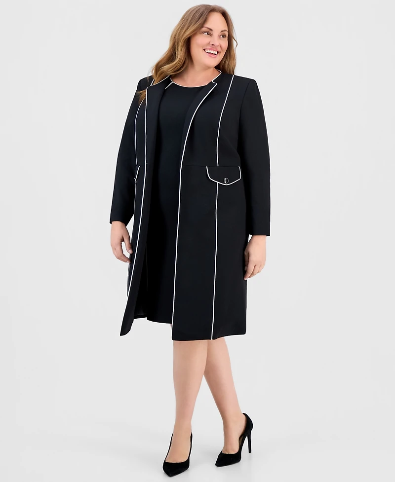 Kasper Plus Stretch Crepe Corded Topper Jacket