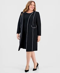 Kasper Plus Stretch Crepe Corded Topper Jacket