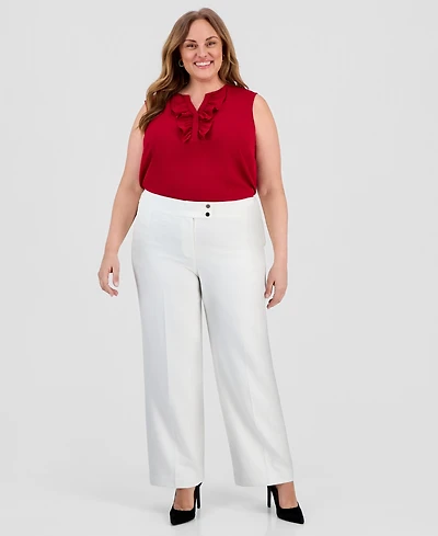 Kasper Plus High-Rise Wide-Leg Pants