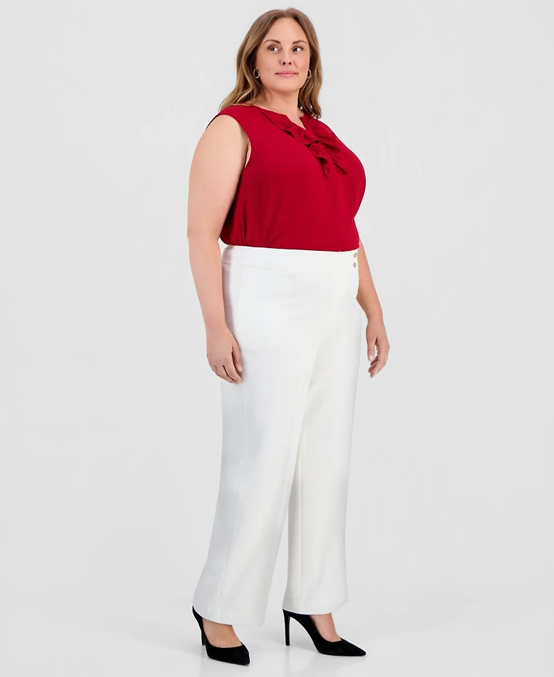 Kasper Plus High-Rise Wide-Leg Pants