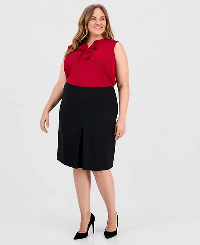 Kasper Plus Stretch Crepe A-Line Skirt