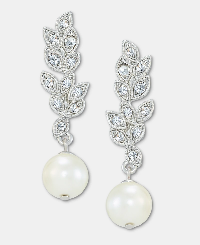 Charter Club Crystal & Imitation Pearl Linear Drop Earrings, Macy's Exclusive
