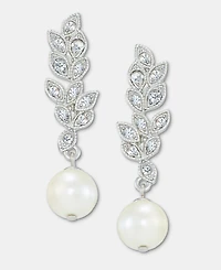 Charter Club Crystal & Imitation Pearl Linear Drop Earrings, Macy's Exclusive