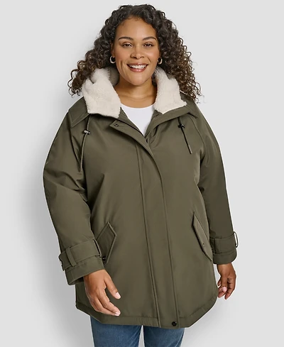 Dkny Plus Hooded Coat