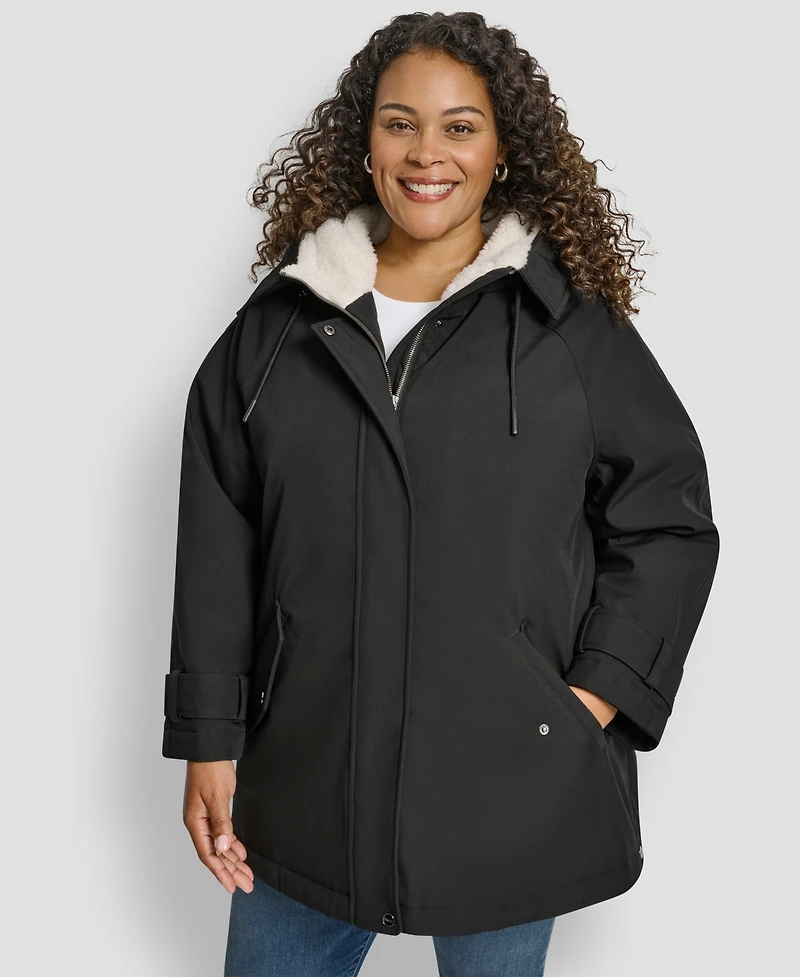 Dkny Plus Hooded Coat