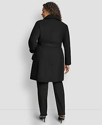 Dkny Plus Belted Zip-Up Wool Coat