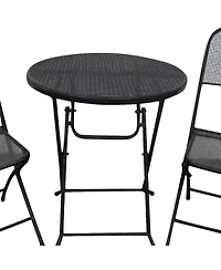 Four Seasons Courtyard Padova Foldable 3 Piece Steel Bistro Dining Set, Black
