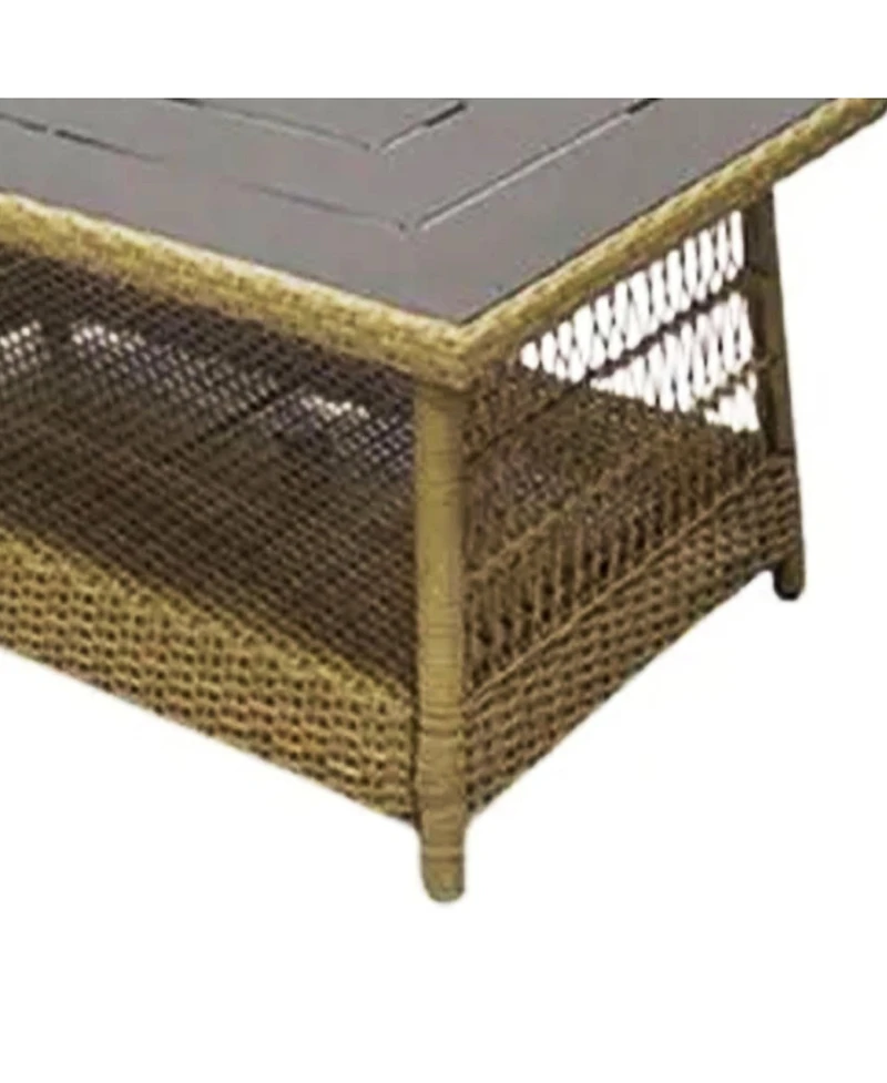 Four Seasons Courtyard Positano 40" x 26" Outdoor Wicker Coffee Table, Brown