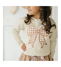 Sweet Wink Little and Big Girls Gingham Bow Patch Sweatshirt