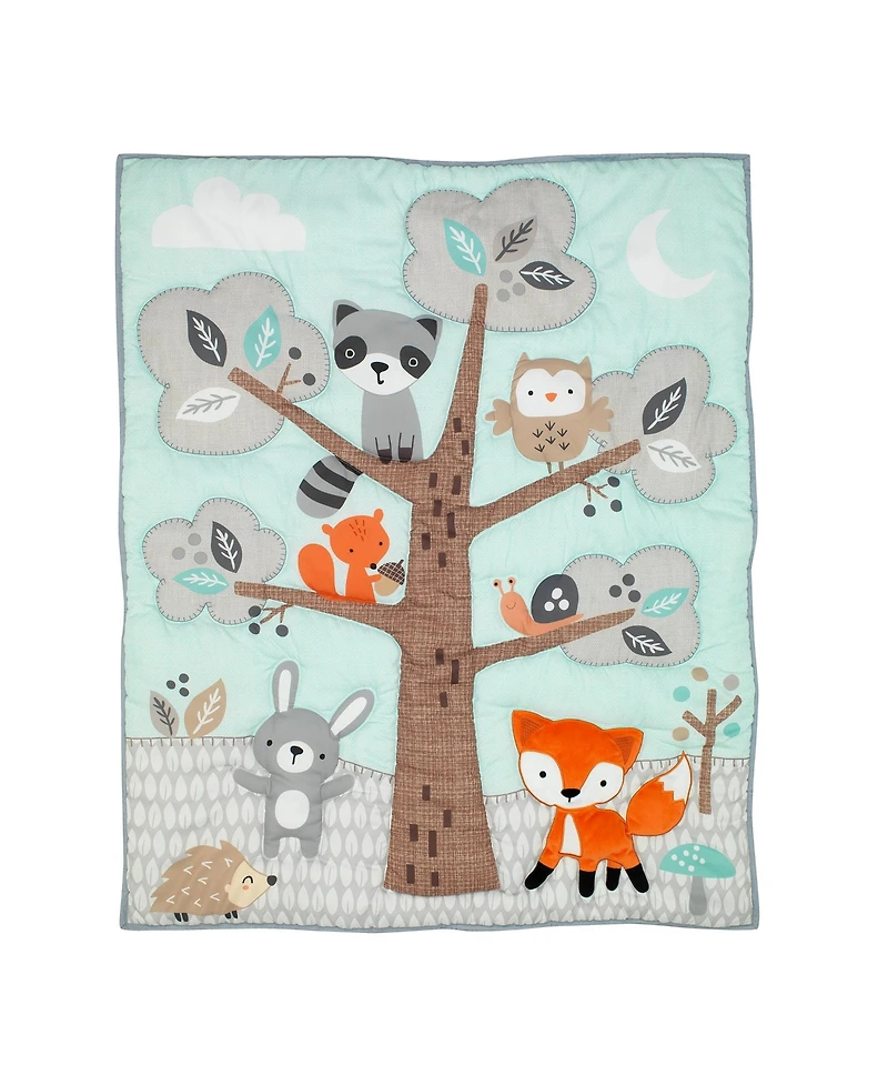 Bedtime Originals Baby Woodland Friends 3-Piece Animals Mint/Gray Crib Bedding Set