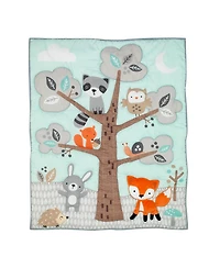 Bedtime Originals Baby Woodland Friends 3-Piece Animals Mint/Gray Crib Bedding Set