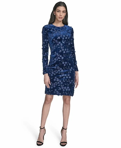 Eliza J Petite Jewel Neck Long Sleeve Cocktail Dress