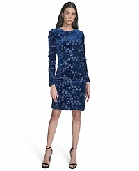 Eliza J Petite Jewel Neck Long Sleeve Cocktail Dress