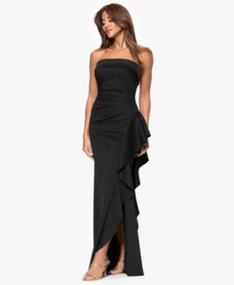 Xscape Womens Long Strapless Dress