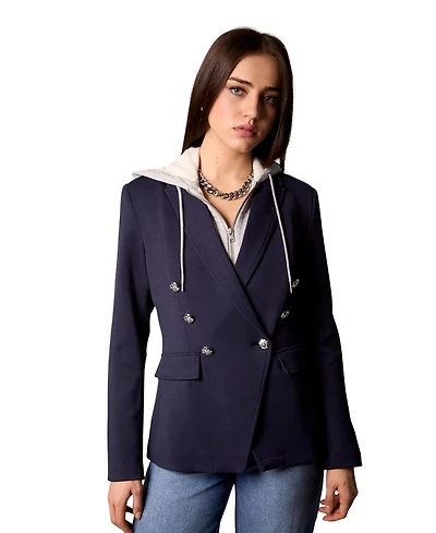 Blue Revival Women's Helen Double-Breasted Blazer with Removable Hoodie Insert