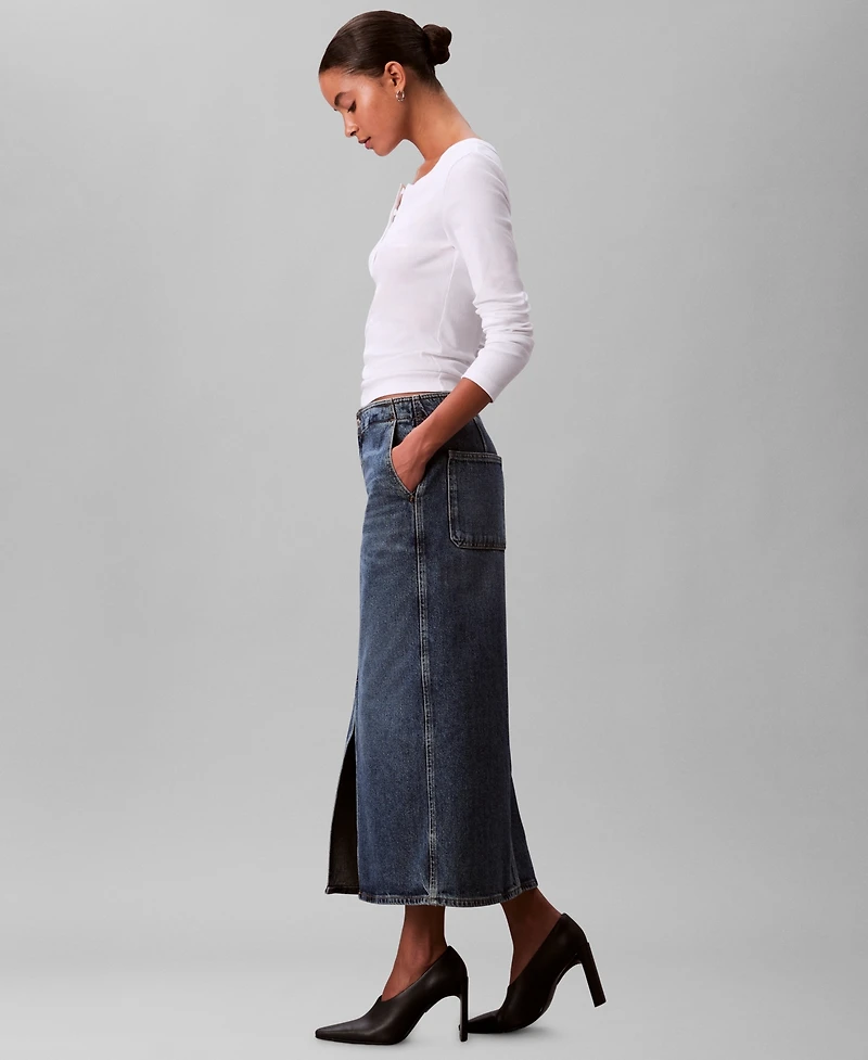 Calvin Klein Jeans Women's Denim Maxi Carpenter Skirt