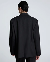 Kenneth Cole Juniors' Pinstripe Double-Breasted Boyfriend Jacket