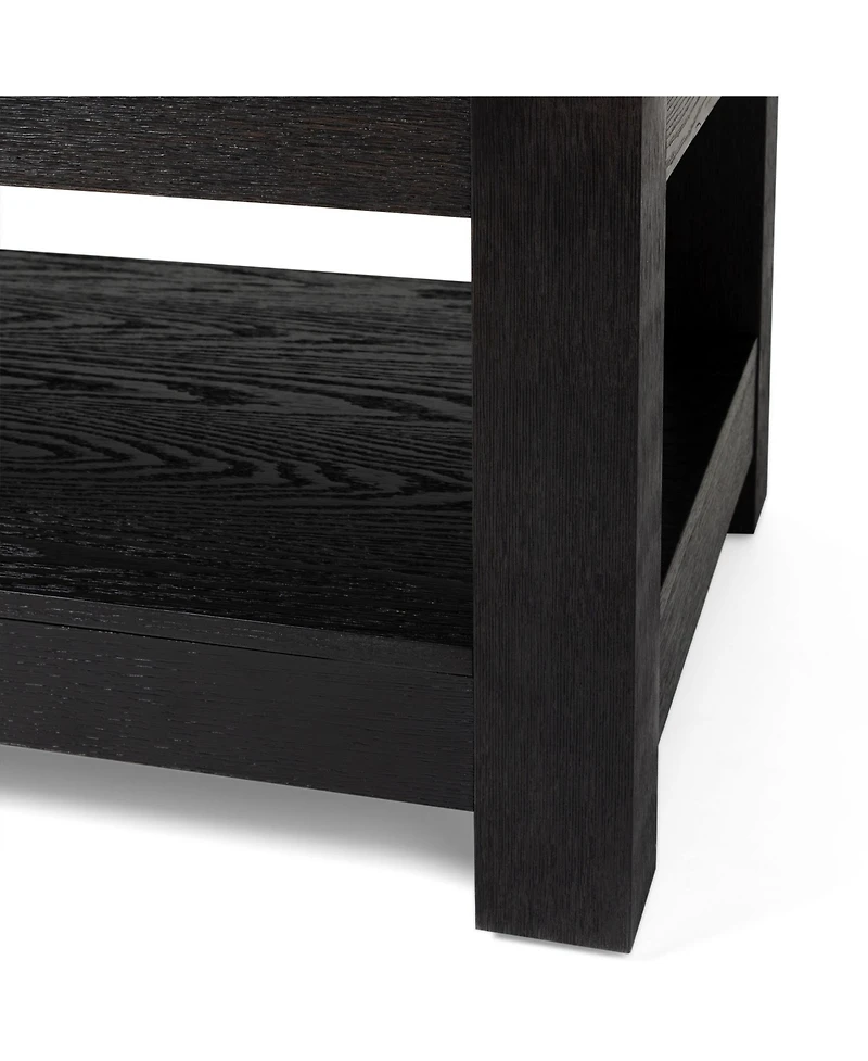 Maven Lane Paulo Wooden Coffee Table with Set of 2 Side Tables, Weathered Black