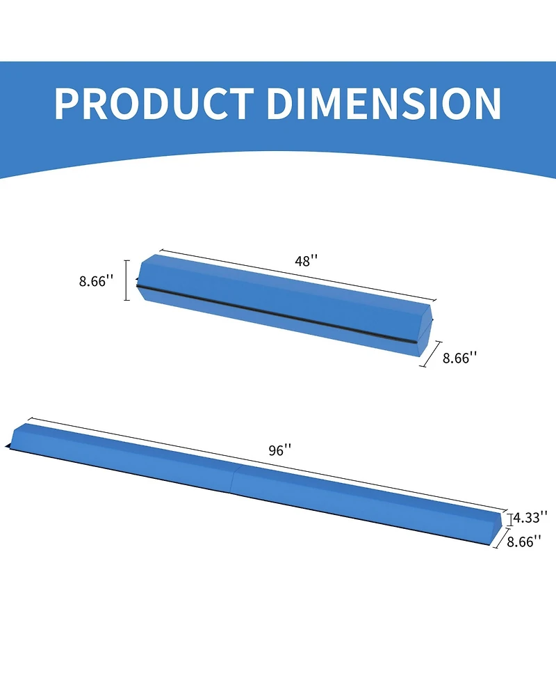 BalanceFrom Fitness All Purpose Mat with 8 Ft Balance Beam Gymnastic Set, Blue