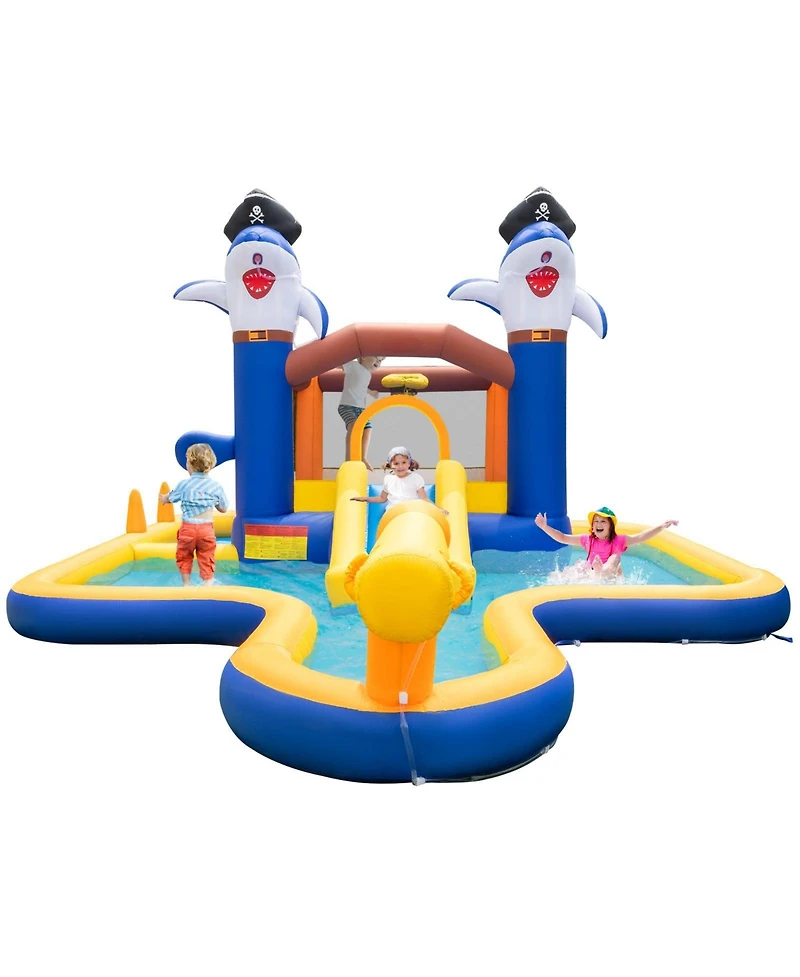 7-in-1 Water Slide Park with Splash Pool & Water Cannon