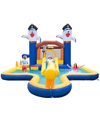7-in-1 Water Slide Park with Splash Pool & Water Cannon