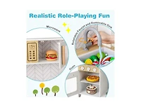 Kids Kitchen Playset with Lights, Sounds, Microwave & Stove – White