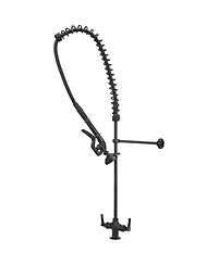 Commercial Restaurant Pull Down 2-Handle Wall Mount Pre-Rinse Spray Utility Kitchen Faucet in Matte Black