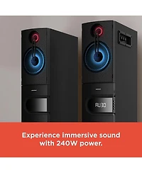 RadioShack 240W Tower Speaker Bluetooth Compatible Remote Control with Fm Radio and Karaoke Function 4001975