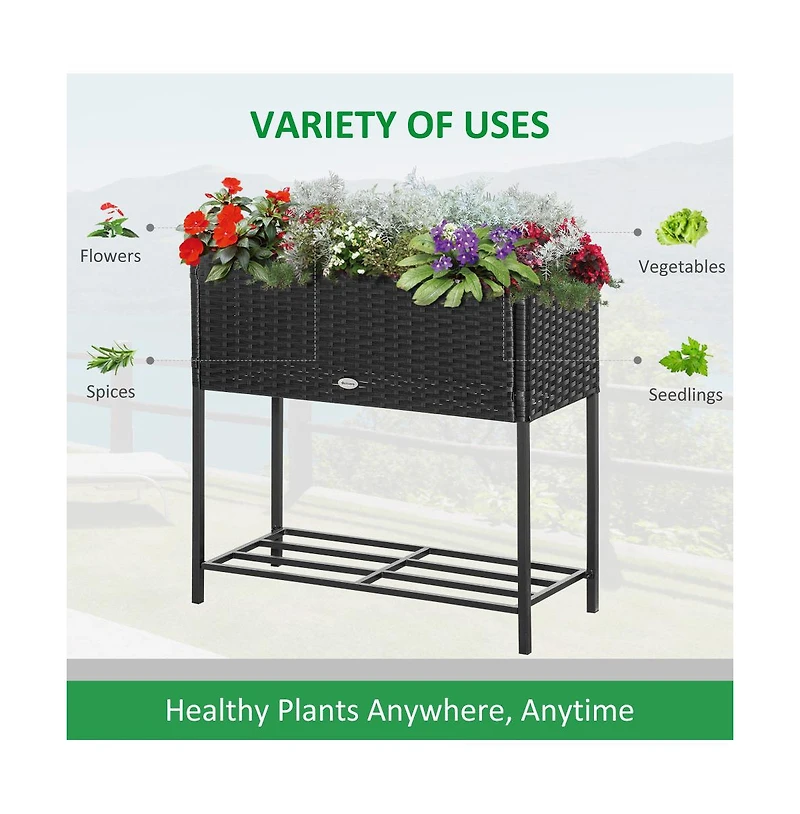 Chic Crate Chic Crate Outsunny Elevated Planter Box with Rattan Look
