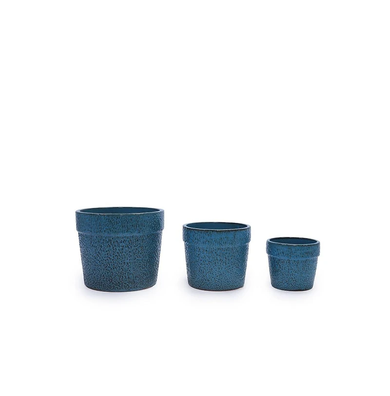 Chic Crate 3 Piece Ceramic Flowerpot Set with Drainage Modern Planters for Patio, Garden & Indoor Windowsills