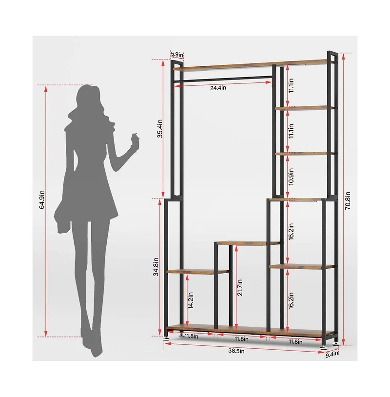 Chic Crate 71 Indoor Plant Stand with Grow Light 8 AeTier Heavy AeDuty Metal Shelf for Living Room, Balcony & Garden