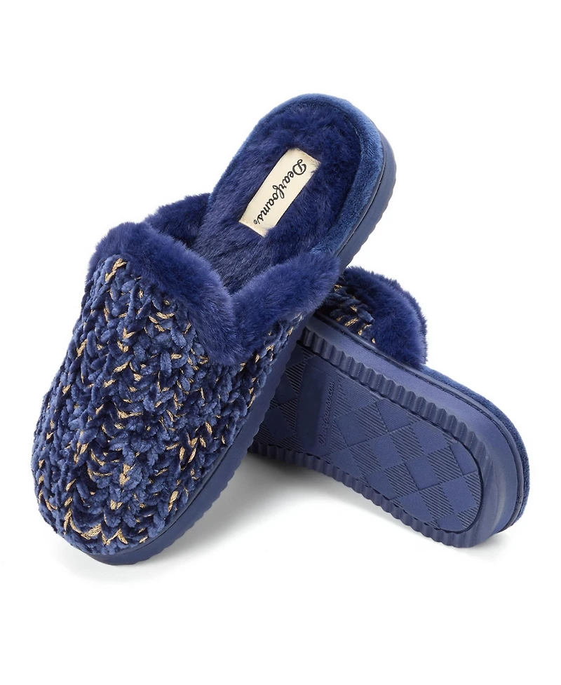 Dearfoams Women's Paris Chenille Shaped Tab Scuff Slipper