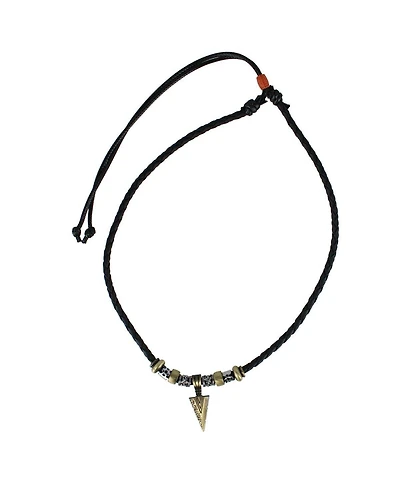 Trafalgar Cheyenne Tribal Triangle and Beaded Faux Leather Adjustable Necklace